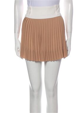 A.L.C Pleated Mini Skirt in Tan with White Waistband